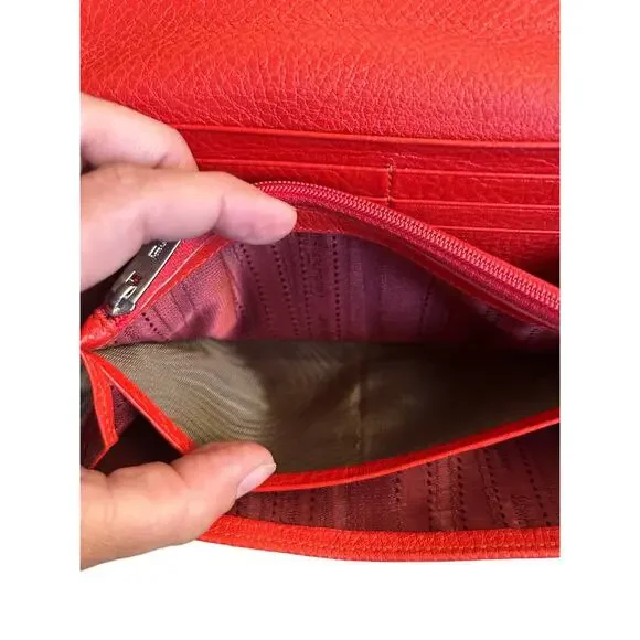 Salvatore Ferragamo Orange Leather Long Wallet